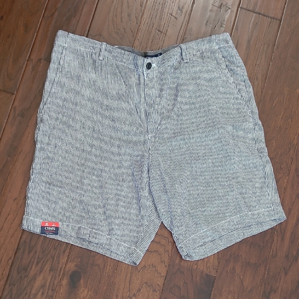 NWT Chaps Men's Black & White Striped Linen Blend Shorts size 40